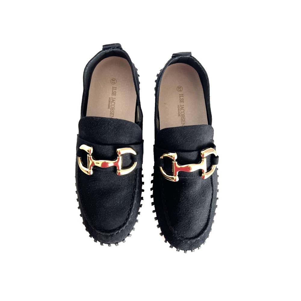 ILSE JACOBSEN Tulip 3874 Bit Loafer Black Slip On Sneaker EU 37 | US 7  Gold Bit